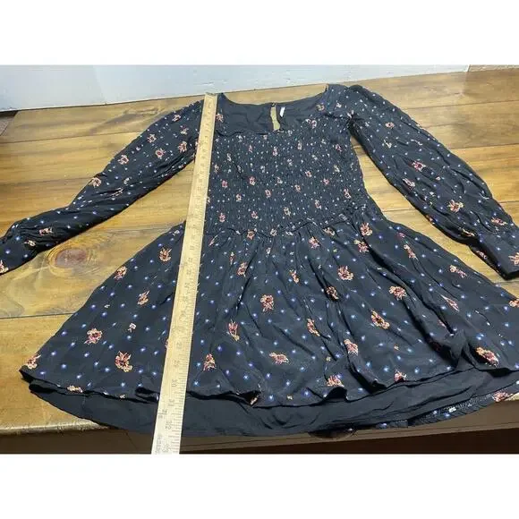 Free People Two Faces Mini Dress Black Floral Size XS - Picture 8 of 12